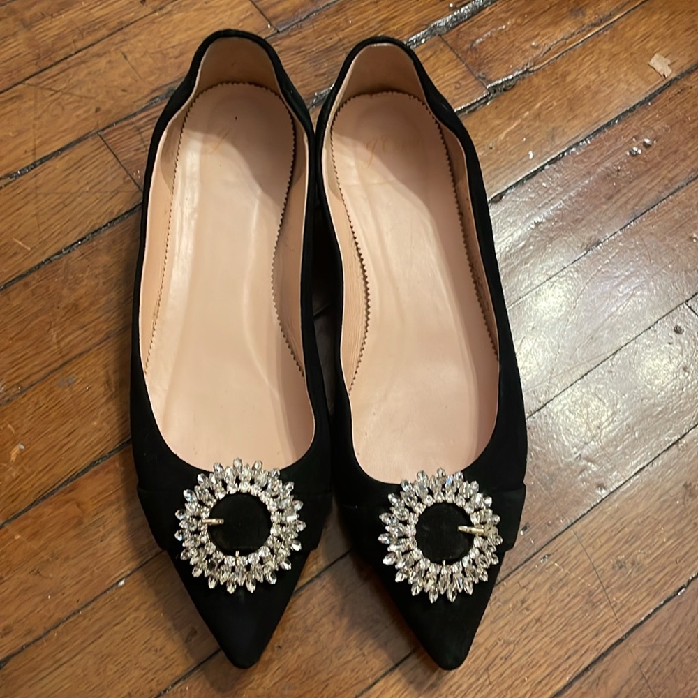 Jewel buckle black J Crew flats